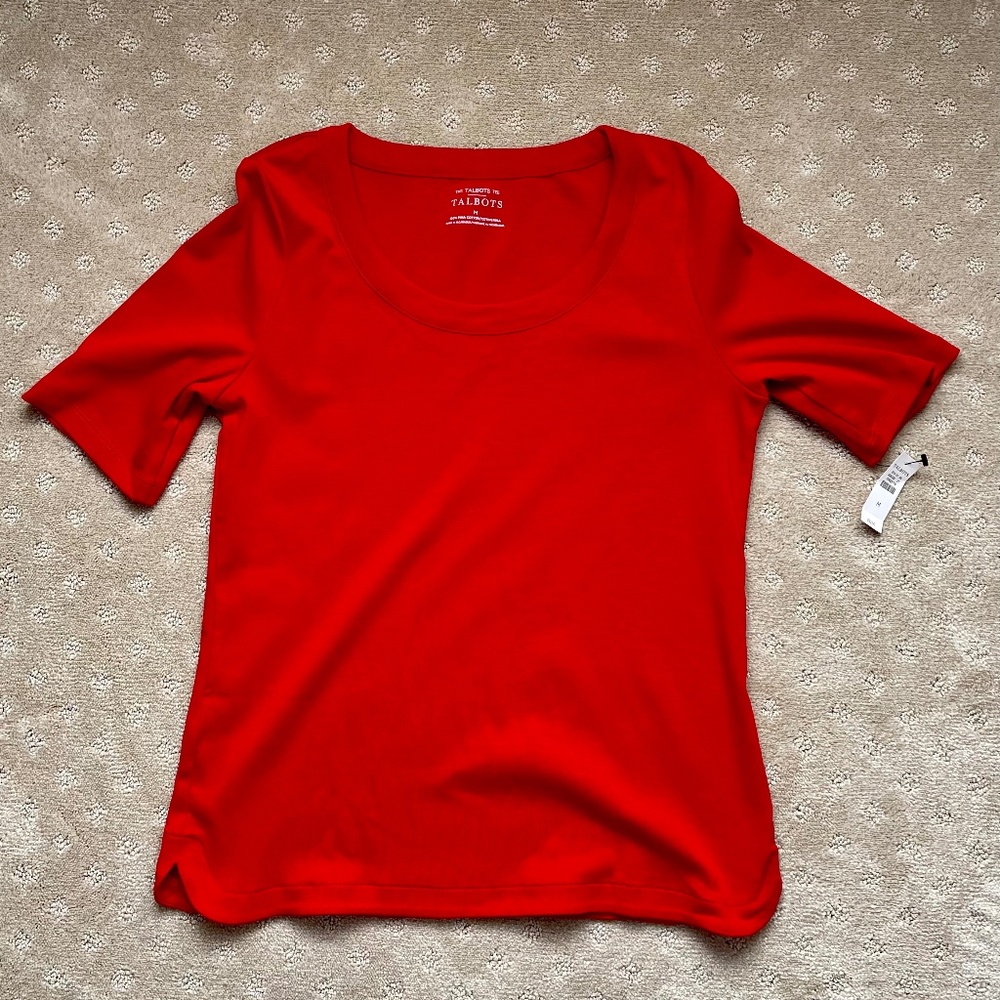 Talbots Scoop Neck Tee, Women's Sz Medium, Red.